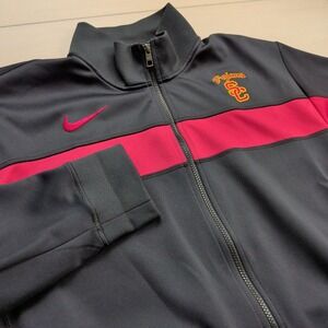 Nike USC Trojans Football Jacket Mens XL Black Red Embroidered Logo Authentic‎